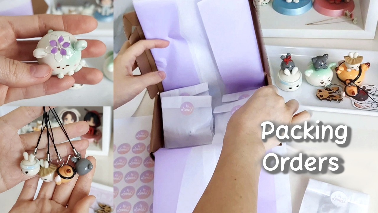 Satisfying Studio Vlog ASMR | Packing Cute Clay Orders with me | Small Business diaries