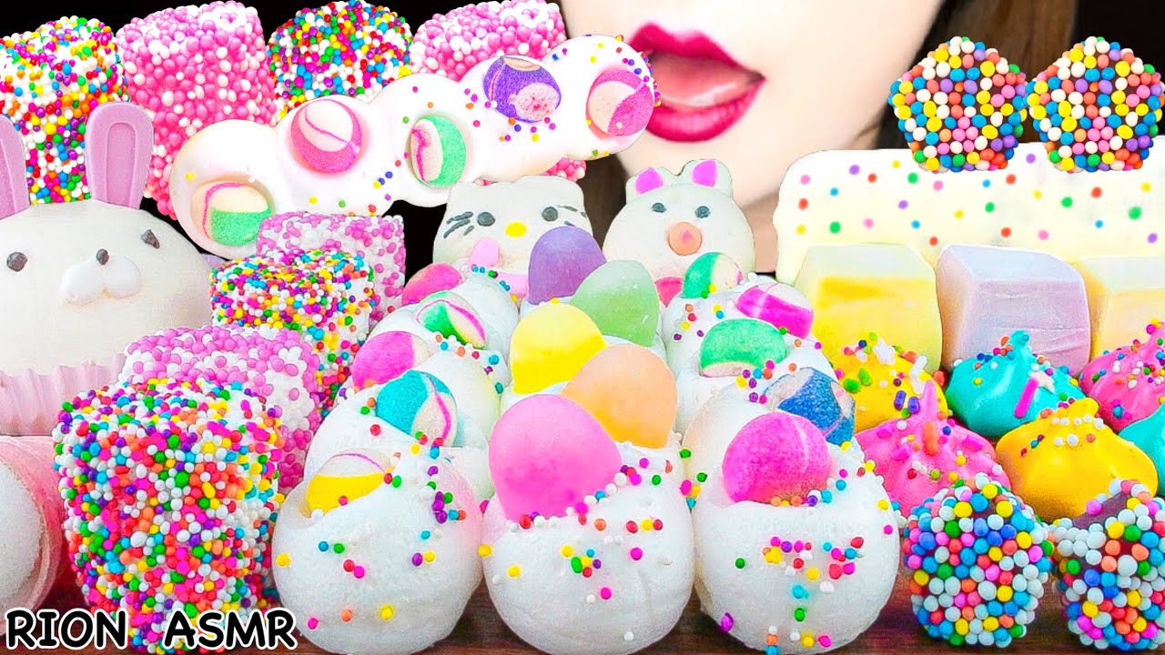 【ASMR】PASTEL DESSERTS💗 BUBBLE MARSHMALLOW,SPRINKLES COVERED MARSHMALLOW  MUKBANG 먹방 EATING SOUNDS