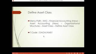 ASSET ACCOUNTING: Define Asset Classes