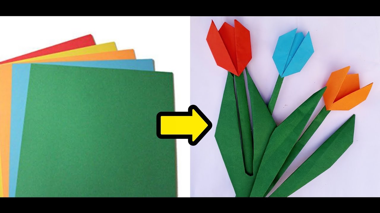 Paper flower tutorial | tulip flower out of paper making | DIY flowers 