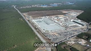 Tesla Gigafactory in Gruenheide (Mark) in the state Brandenburg, Germany