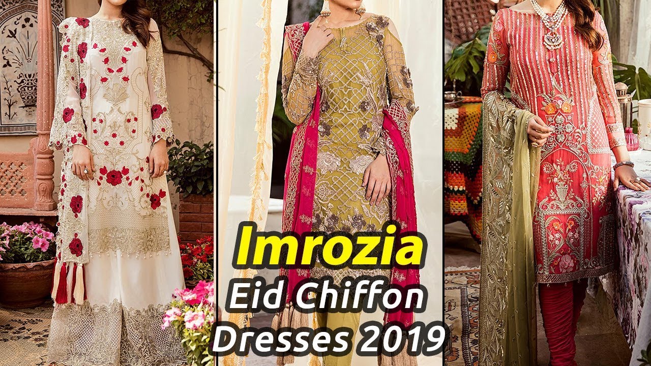 New IMROZIA EID Chiffon Suits 2019 | Embroidered Chiffon Dresses in Pakistan