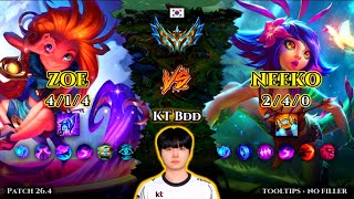 Kt Bdd Zoe Mid Vs Neeko Patch 26.4 2026-02-24 Kr Challenger