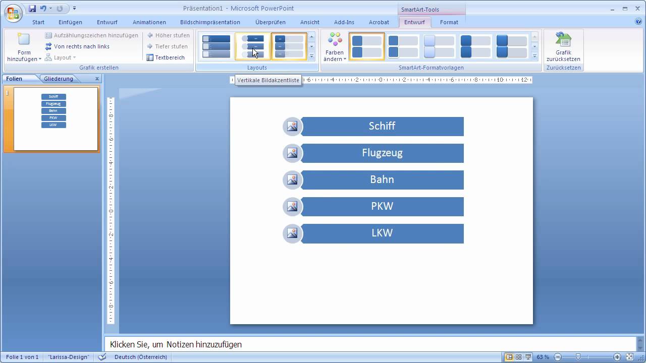 Powerpoint 07 Aufzahlung In Smartart Grafik Konvertieren Youtube