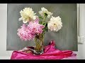 "Нежный букет пионов" картина маслом поэтапно. Bouquet of peonies. Picture