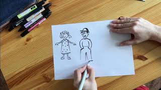 Урок рисования: Рисуем с детьми Веселых человечков / A tutorial of fast cartoon drawing