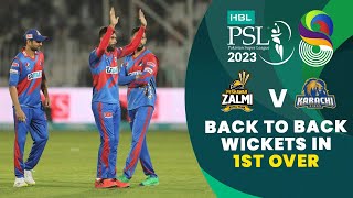 Back to Back Wickets in 1st Over | Amir vs Babar | Peshawar vs Karachi | Match 17 | HBL PSL 8 | MI2T