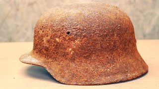 Preservation Very Rusty German Luftwaffe Helmet M40 ET64  Restoration Project