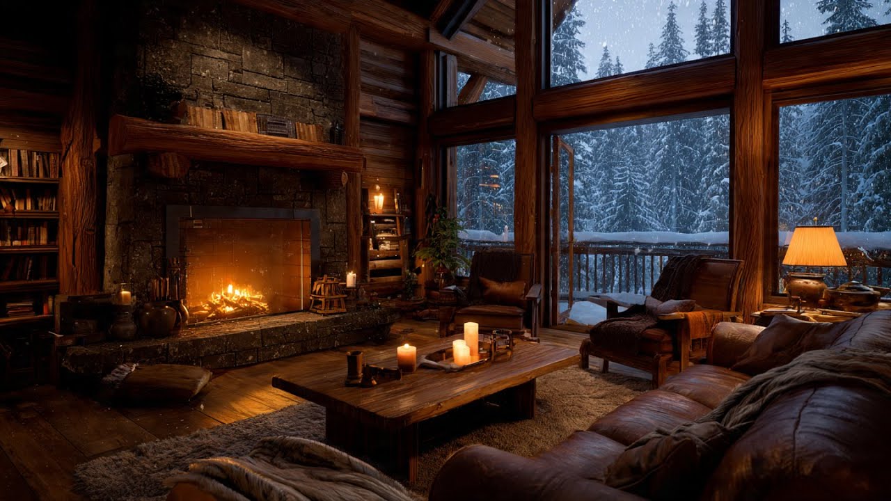 LIVE 🔴 Cozy Winter Coffee Shop Ambience ☕ Warm Jazz & Fireplace | Study, Focus, Work