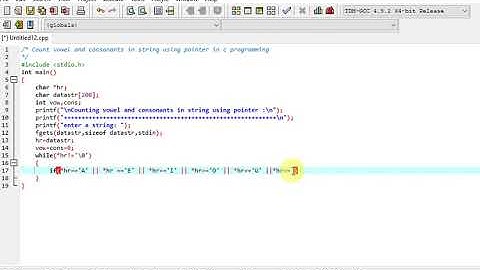 Count vowel and consonants in string using pointer in c programming