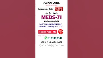 MEDS 71 Solved Assignment PDF 2024-25 in English, MAPFHS program MEDS-71 Solved assignments