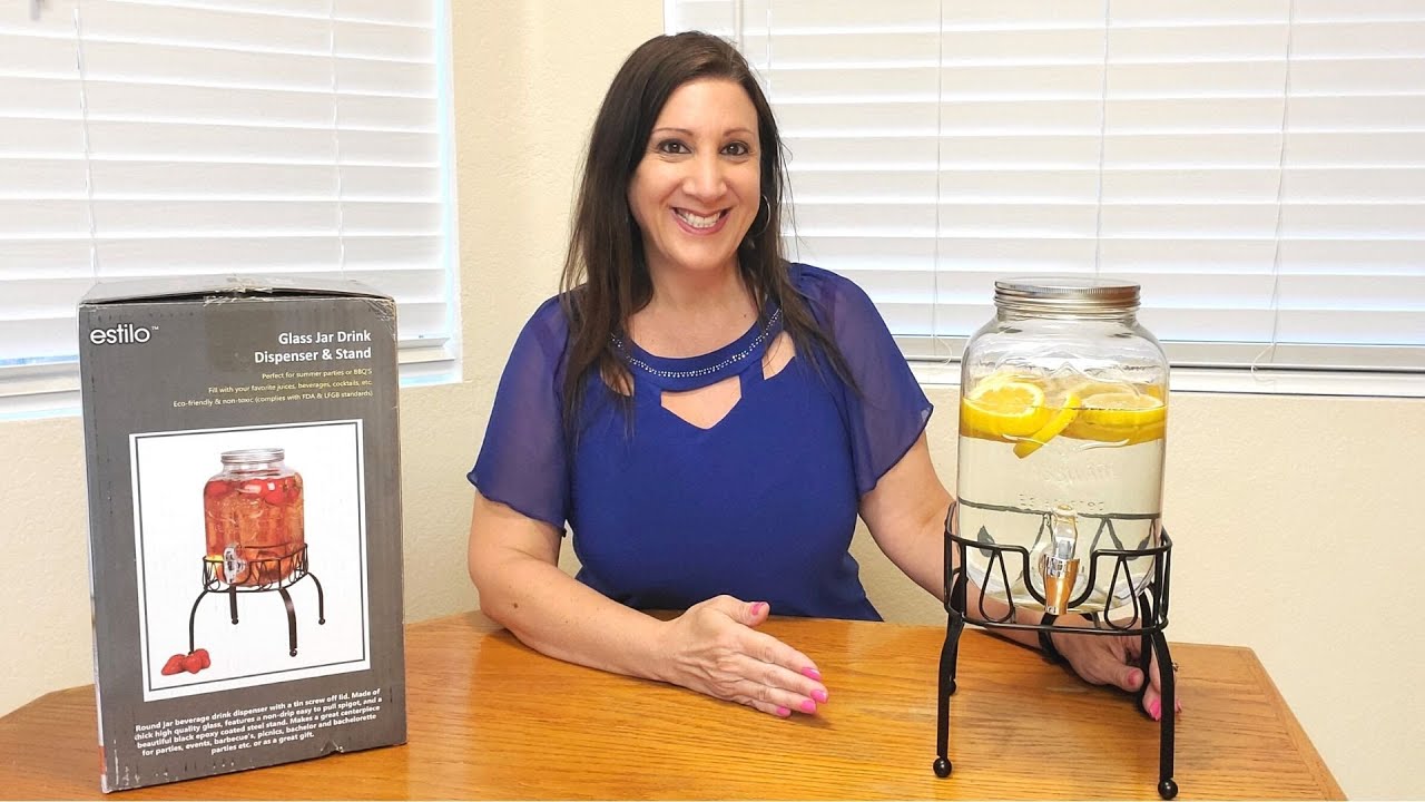 Glass Mason Jar Dispenser With Stand for Cold Beverage and Drink 