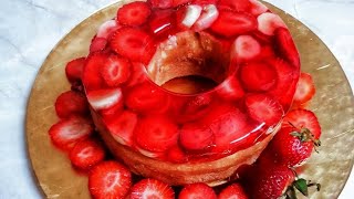 كيكة فريز وجيلاتين روعة gâteau à la gelée de fraises .strawberry and jelly cake