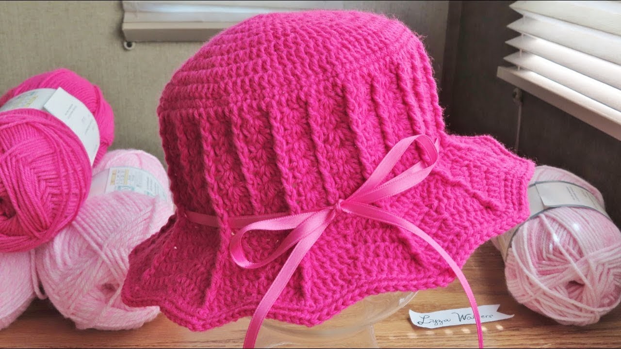 Crochet Rippled Brim Sun Hat for 1 year 