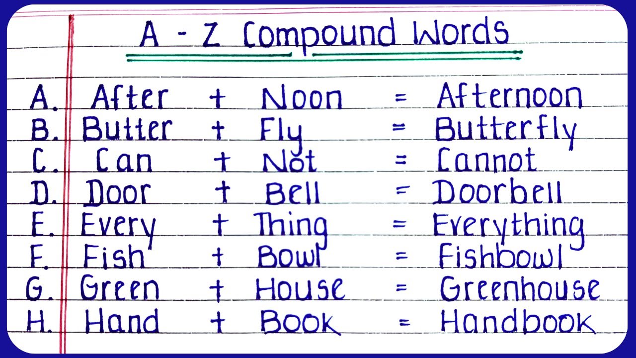 Compound Words Examples List