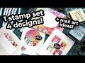 1 Stamp Set, 4 Designs - Masking, Ink Blending, and Watercolor Markers