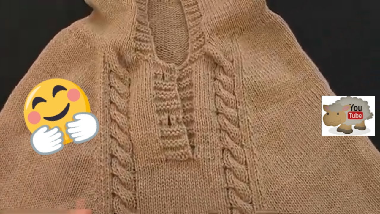 poncho infantil com capuz feito em máquina de tricô