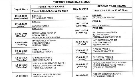 TS Inter Timetable 2026 @Magic_ofmaths2569 
