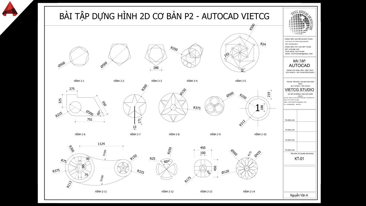 Tổng Hợp Bài Tập Thực Hành Vẽ AutoCad 2D Đầy Đủ Từ Cơ Bản Cho Người Mới Bắt  Đầu 32023