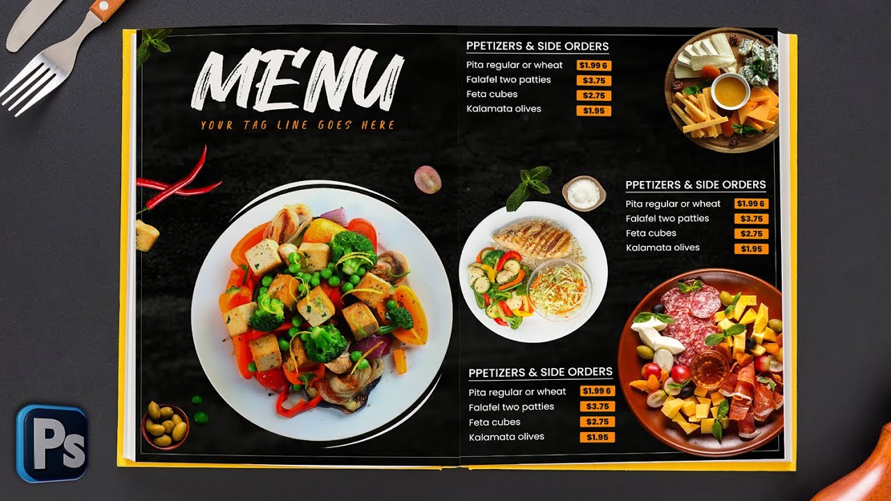 Food Menu Design in Photoshop | How to Create Menu in Photoshop #