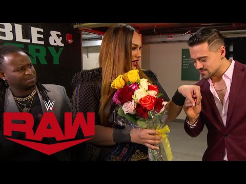 Angel Garza presents flowers to Nia Jax: Raw, April 26, 2021