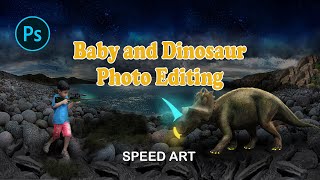 Editing Photo Baby & Dinosaur in Photoshop । Graping screenshot 4