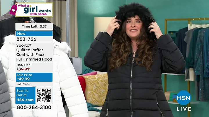 Sporto Quilted Puffer Coat with Faux FurTrimmed Hood