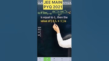 Q) If lim_(𝑥→0) (sin^(−1) 𝑥−tan^(−1) 𝑥)/(3𝑥^3 )is equal to 𝐿, then the value of ( 6L+1 ) #maths
