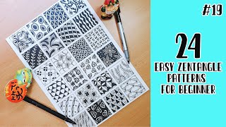 24 Easy Zentangle Patterns for Beginners || 24 Easy Doodle Patterns #19