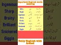 English vocabulary/English words meaning/English practice