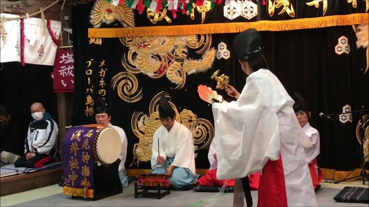 ⛩【浅井神社春季例大祭前夜祭　鈴神楽】 60p撮影 2023.4.15　石見神楽浅井社中　島根県浜田市