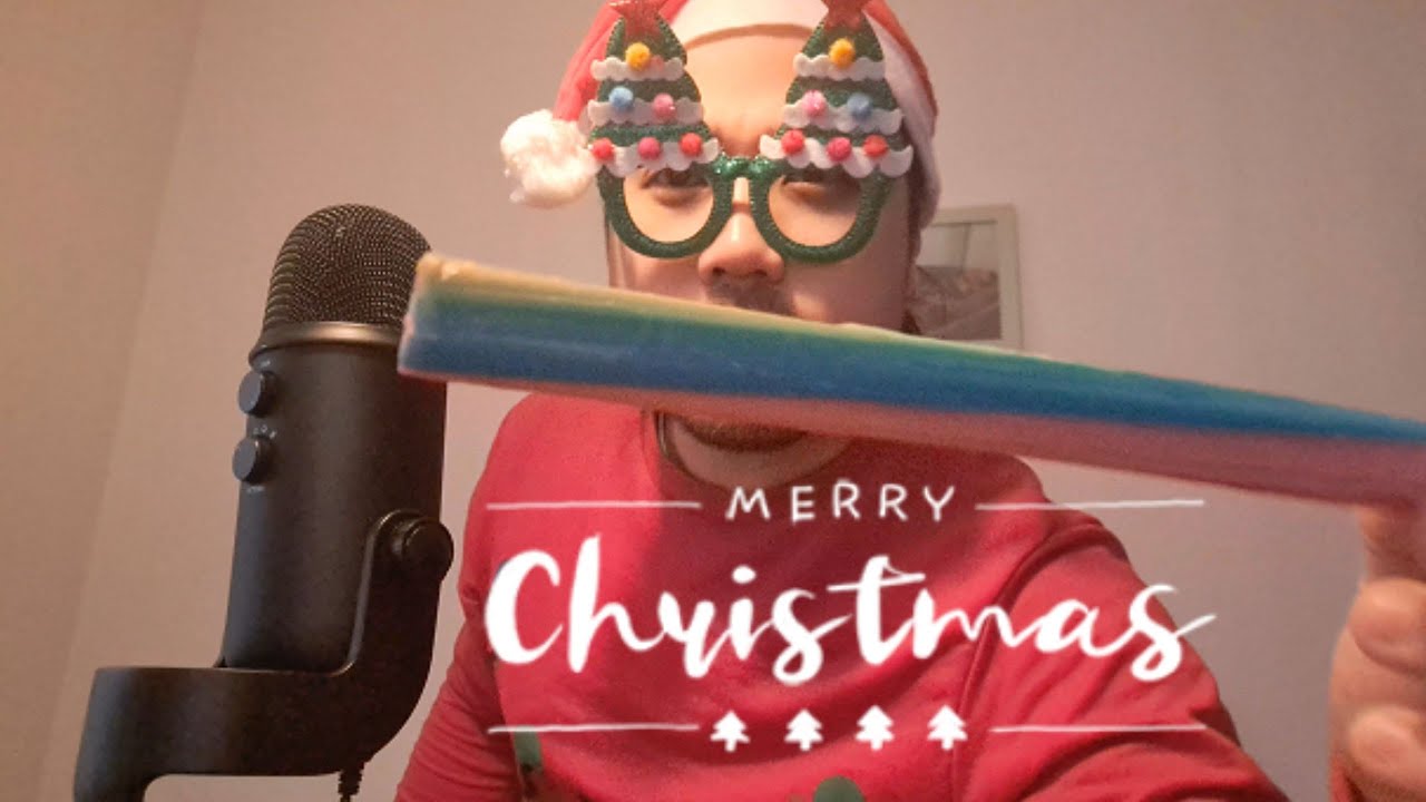 ASMR Eating Sounds - Rainbow Candy Cane  | STORY TIME: CHRISTMAS CELEBRATION🎅🍬