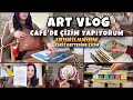 ART VLOG | CAFEDE ÇİZİM YAPIYORUM☕️KIRTASİYE ALIŞVERİŞİ | Benimle bir gün  🍃