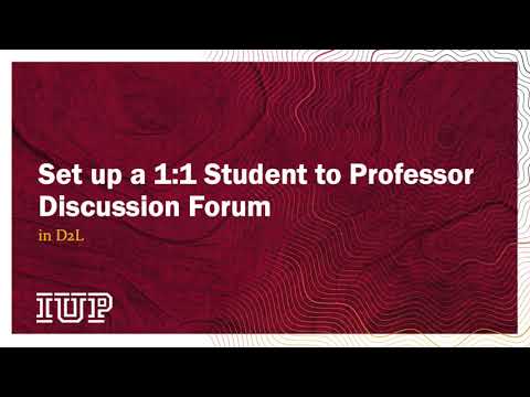 D2L Discussion Forum 1:1