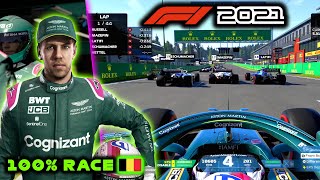 F1 2021 Gameplay: 100% Race Sebastian Vettel Aston Martin At Belgium 110 Ai