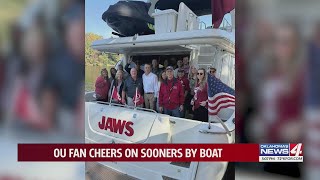 OU fans cheer on Sooners by boat