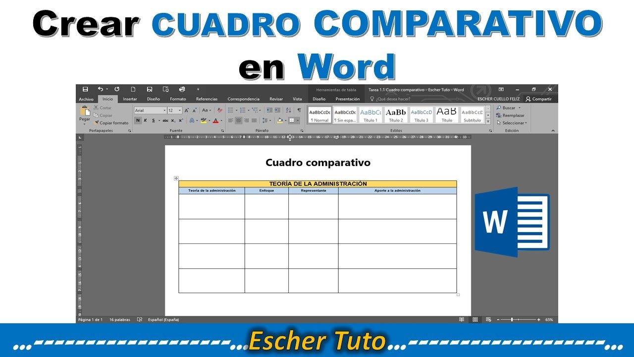 Hacer Un Cuadro En Word Cómo crear CUADRO COMPARATIVO-DESCRIPTIVO en Word desde un PC - YouTube