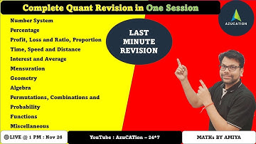 CAT 2021 JAGRAN : Last Minute Tips Tricks | Complete Quant Revision in one Session - Amiya Sir