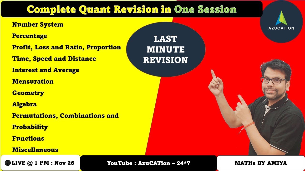 CAT 2021 JAGRAN : Last Minute Tips Tricks | Complete Quant Revision in ...