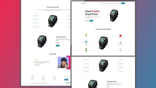 How To Make Complete Responsive Website Using HTML CSS & JS | Watch Landing Page | Hussain Coders