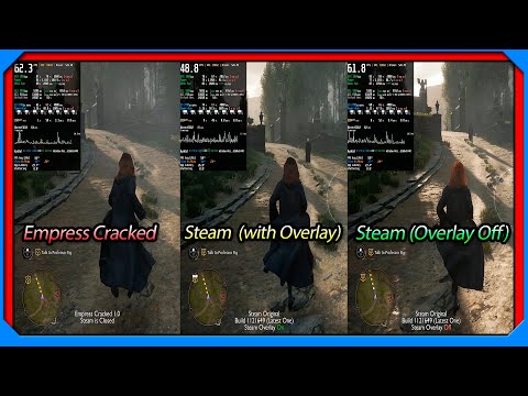 PC Hogwarts Legacy Crack Comparison - Empress Cracked vs Steam Overlay On/Off Performance