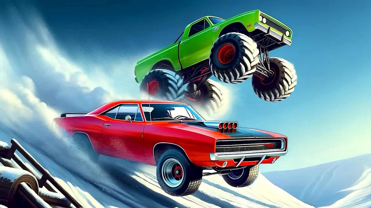 车祸模拟器：驾驶汽车冲下巨大的坡道，谁能先到终点？