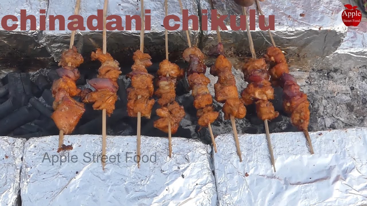 Chicken barbecue | chicken chikulu | Village girls making Chicken Sticks | APPLE STREET FOOD