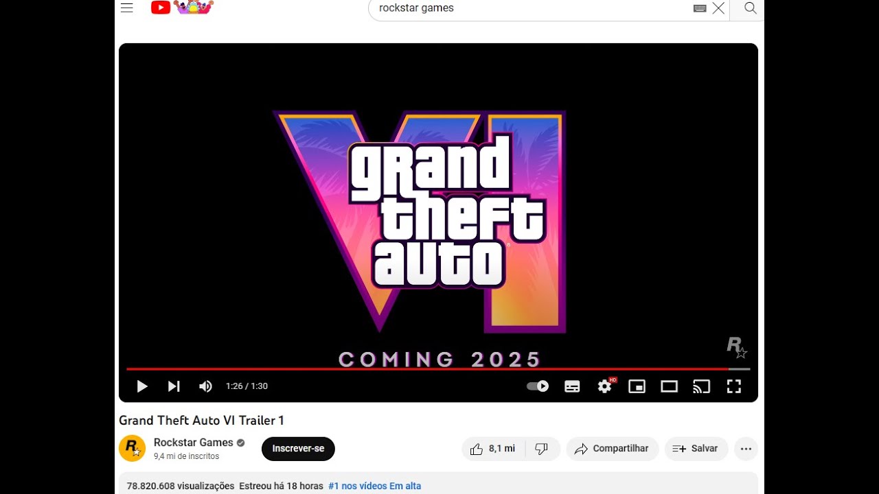 Trailer do GTA 6 torna-se no maior anúncio de jogos com mais de 143 milhões  de visualizações