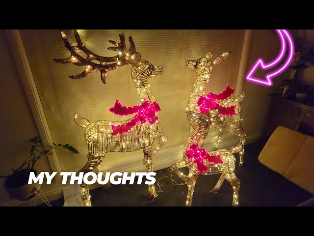 Lighted LED Deer Family with Red Bow, Set of 3