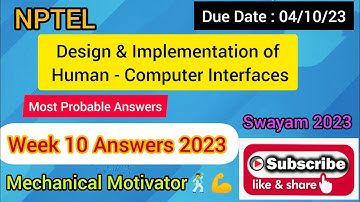 Design & Implementation of Human - Computer Interfaces | Week 10 Quiz | Assignment 10 Solution 2023