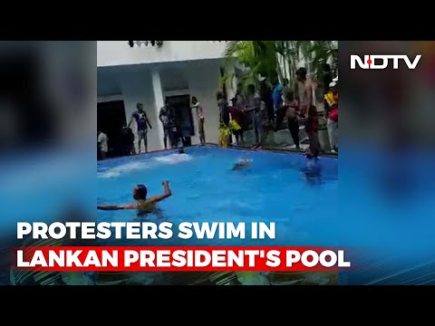 Watch: Protesters Swim In Lankan President&#039;s Pool