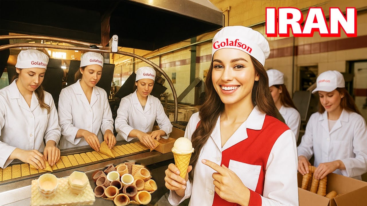 How is ice cream cone produced in IRAN ?🇮🇷 Nazsweetshow 