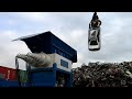 You will be amazed how easily this crusher can destroy large cars for the recycling process.