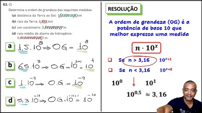 Exercício 1: Escreva os seguintes números em notação científica: a) 250000  = b) 4780 = c) 250 = d) 